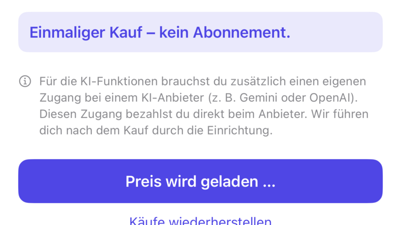 Kauf-Sheet von Avantido Pro mit den drei Freischaltungen